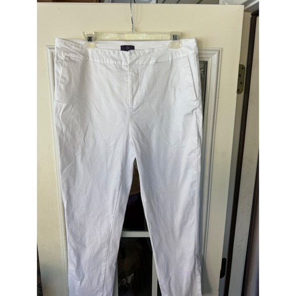 NYDJ Pants - NYDJ women twill sz 14 flat front white ankle-length pants cocktail party shower